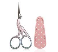 SwirlColor Forbici da Ricamo, Forbici da Cicogna in Acciaio Inossidabile Piccole Forbici Artigianali per Cucire Cucito Croce Cucito Ago Filettatura con PU Forbici Cover - Rosa