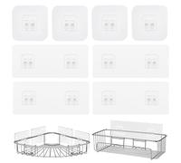 SwirlColor Ganci Adesivi Bagno, 8 Pezzi Forte Sticky Singolo & Doppio Trasparente Mensola Bagno Adesiva Mensola Doccia Adesiva Angolare per Bagno Doccia Caddy Carrello per Ripiani Angolari