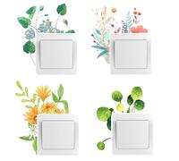 SwirlColor Light Switch Sticker, 4 pz Fiore di Loto Wall Stickers PVC Light Switch Covers Impermeabile Decorazione Adesivi Wall Switch Sticker per Soggiorno Cucina Ufficio