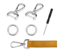 SwirlColor Moschettoni per Borse, 2 Pezzi Staccabile D-Rings Girevole Snap Ganci e 2 Pezzi Anelli O a Molla con un Cacciavite per Borsa Crossbody Handbag Accessori Fai Da Te -Argentato
