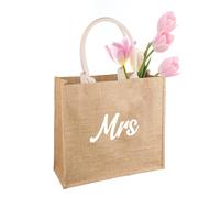 SwirlColor Mrs Bride Bag, Minimalista e affidabile Jute Tote Bag Bride Gift Bag per il fidanzamento nuziale luna di miele, adatto per la spesa Picnic Beach Holiday