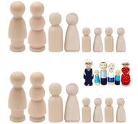 SwirlColor Peg Doll Legno, Peg Bambole in Legno Vuote Persone Incompiute Peg Bambole Artigianato in Legno Pittura Fai da Te Scultura Decorare per La Casa Matrimonio in Classe - 16 Pezzi