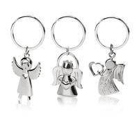SwirlColor Portachiavi Angelo Custode 3pcs, Robusto Angelo Pendente Portachiavi Argento Metallo Portachiavi per le Donne Uomini Amici Car Drivers