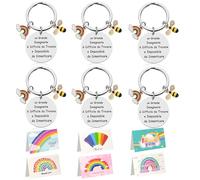 SwirlColor Portachiavi Insegnante 6pcs, Grazie Maestro in Acciaio Inossidabile per Istruttore Professore Coach - Regalo con Carta di Ringraziamento