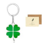 SwirlColor Portachiavi Quadrifoglio, Lucky Charms Green Shamrock Portachiavi Portafortun con i Migliori Desideri Biglietto di Auguri Regali di buona fortuna per l'esame Nuovo lavoro Nuovo inizio