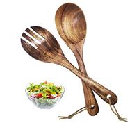 SwirlColor Posate Insalata, Cucchiai in Legno di Teak Naturale Ambientale Cucchiaio da Portata Forchetta per Zuppa di Riso per Insalata nel Ristorante di Cucina Familiare