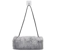 SwirlColor Scaldamani Manicotto in Pelliccia Sintetica con Tasca a Tracolla Comodo Scaldamani Grigio per Donna Uomo Bambini 1 pz, con Gancio Trasparente 1 pz