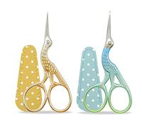 SwirlColor Set di 2 Forbici da Ricamo, Forbici per Cicogna Piccole Forbici in Acciaio Inossidabile per Cucito Artigianale con Copertura per Forbici in Finta Pelle