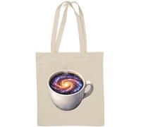 Swirling Galaxy Inside Steaming Cup Borsa tote in cotone naturale bianco