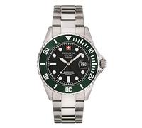 Swiss Alpine Military, 7053.1 - Orologio analogico al quarzo, da uomo, Master-Diver, in acciaio inox, Acciaio/verde/nero - 1133sam.