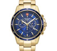 swiss alpine military Orologio da uomo cronografo analogico al quarzo 7089.9 in acciaio inox, oro/blu/blu - 9115sam, Bracciale