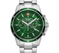 Swiss Alpine Military, orologio da uomo, cronografo, analogico, al quarzo, in acciaio inox 7089.9, Acciaio/verde/verde - 9134sam, Bracciale