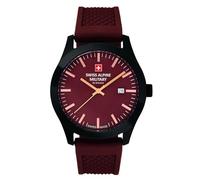 Swiss Alpine Military by Grovana Orologio analogico al quarzo da uomo con cinturino in silicone/gomma 7055.1876, Colore: rosso, cinghia