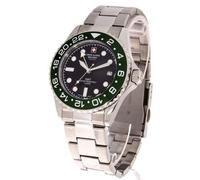 Swiss Alpine Military 7052 - Orologio analogico al quarzo, GMT, da uomo, in acciaio inox, Acciaio/verde/nero - 1133sam.
