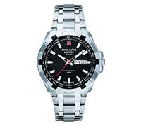 swiss alpine military Orologio analogico al quarzo da uomo in acciaio inox 7043.1, Acciaio/Acciaio/Nero - 1137sam, Bracciale