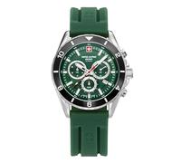 Swiss Alpine Military Orologio da polso da uomo cronografo analogico al quarzo in silicone 7034.9, acciaio/verde/verde - 9838sam, cinturino