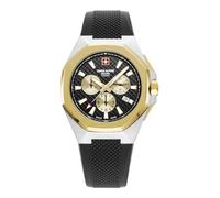 Swiss Alpine Military Orologio da uomo con cronografo, analogico, al quarzo, 7005.9, in silicone, Bic-oro/Nero/Nero - 9847sam, Cinturino.
