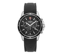 Swiss Alpine Military Orologio da uomo cronografo analogico al quarzo 7089.9 silicone, Acciaio/Nero/Nero - 9837sam, cinghia