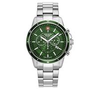 Swiss Alpine Military, orologio da uomo, cronografo, analogico, al quarzo, in acciaio inox 7089.9, Acciaio/verde/verde - 9134sam, Bracciale