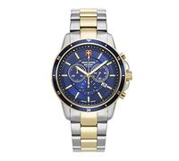 Swiss Alpine Military, orologio da uomo, cronografo, analogico, al quarzo, in acciaio inox 7089.9, Bic-oro/Blu/Blu - 9145sam, Bracciale