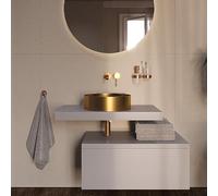 Swiss Aqua Technologies Lavabo da appoggio Aurum, 38 x 38 x 11 cm, oro spazzolato, acciaio inossidabile, con piletta, senza troppo pieno, rif