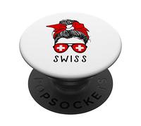 Swiss Girl Swiss Heritage Switzerland Flag PopSockets PopGrip Adesivo