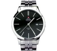 Swiss Military by Chrono 32043.01 Men's Quartz Watch, Black Dial, Stainless Steel Bracelet