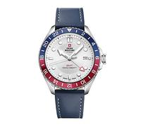 Swiss Military by Chrono GMT SM34095.05 - Orologio da polso da uomo, al quarzo, con funzione GMT e cinturino in pelle, colore: Argento