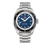 Swiss Military by Chrono Orologio da polso automatico da uomo, con cinturino in metallo titanio, analogico, da uomo, argento, blu, SMA34100.03, Nero , Minimalista