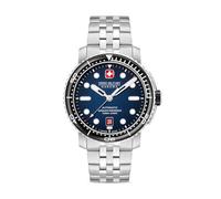 Swiss Military Hanowa Maitre PLONGEUR Orologio automatico da uomo con vetro zaffiro e 2 cinturini, argento/blu, onesize, cinghia