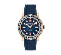 Orologio da uomo Swiss Military Hanowa Black Marlin 45mm Blu/Oro rosa Orologio da uomo in acciaio inossidabile/gomma Orologio subacqueo Cronografo