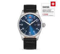 Swiss Military Hanowa Orologio analogico unisex in pelle blu da uomo con cronografo al quarzo