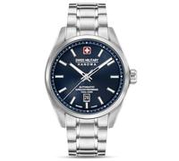 Swiss Military Hanowa Orologio automatico da uomo Swiss Made Majestic Pioneer con cinturino in acciaio inox, data vetro zaffiro, Blu