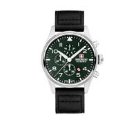 SWISS MILITARY Hanowa SMWGC0000405 Thunderbolt Chrono Orologio da uomo con cinturino in pelle, 10 ATM, Nero, cinghia