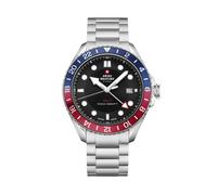 Swiss Military SM34095.01 Men's GMT Quartz Watch - Stainless Steel with Black Dial