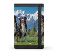 Swiss Mountain Dog - Portafogli a tre ante con porta banconote e carte di credito, 8 scomparti, portachiavi, finestra per foto, per uomini e donne, Stile 6, Taglia unica, Per tutte le stagioni