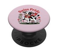 Swiss Pride - Bandiera della Svizzera con mucca PopSockets PopGrip Adesivo