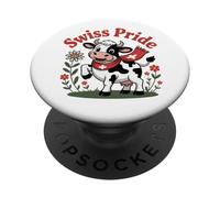Swiss Pride - Bandiera della Svizzera con mucca PopSockets PopGrip Adesivo