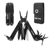 Swiss+Tech Pinza Multifunzione, 16 in 1 Pinza Multiuso | Acciaio Inossidabile, Pinze Pieghevole Multiuso per Esterno, Sopravvivenza, Campeggio, con borsa per la conservazione (Nero)
