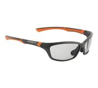 SWISSEYE Drift - Occhiali sportivi (100% protezione UVA, UVB e UVC, zona nasale regolabile e estremità gommate, materiale anti-schegge TR90, con custodia e disco, colore: nero opaco/arancione
