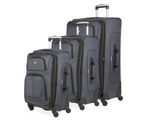 SwissGear Sion Softside Expandable Luggage, Dark Grey, 3-Piece Set (21/25/29)