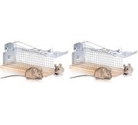 SWISSINNO Gabbia per topi - Trappola per Topi in Legno e Metallo, Riutilizzabile e Amichevole per Gli Animali - per Interno ed Esterno - 1 Trappola (Confezione da 2)