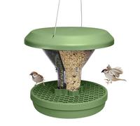 SWISSINNO Mangiatoia per Uccellini da Esterno - "Davos" SMART BIRDS - Casetta Cibo Uccelli Selvatici - 2 Scomparti Antispreco - A Prova di Topi e Ratti - Resistente - da Appendere - Salvia