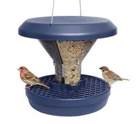 SWISSINNO Mangiatoia per Uccellini da Esterno - "Davos" SMART BIRDS - Casetta Cibo Uccelli Selvatici - 2 Scomparti Antispreco - A Prova di Topi e Ratti - Resistente - da Appendere - Indaco