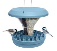 SWISSINNO Mangiatoia per Uccellini da Esterno - "Davos" SMART BIRDS - Casetta Cibo Uccelli Selvatici - 2 Scomparti Antispreco - A Prova di Topi e Ratti - Resistente - da Appendere - Azzurro Chiaro