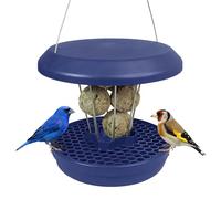 SWISSINNO Mangiatoia per Uccellini da Esterno - "Lucerne" SMART BIRDS - Casetta da Appendere Resistente per Palline di Grasso - Anti-topi e ratti - Indaco