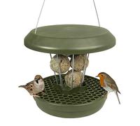 SWISSINNO Mangiatoia per Uccellini da Esterno - "Lucerne" SMART BIRDS - Casetta da Appendere Resistente per Palline di Grasso - Anti-topi e ratti - Verde