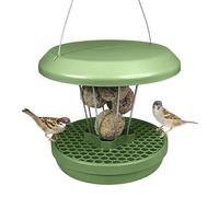 SWISSINNO Mangiatoia per Uccellini da Esterno - "Lucerne" SMART BIRDS - Casetta da Appendere Resistente per Palline di Grasso - Anti-topi e ratti - Salvia