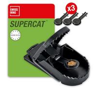 SWISSINNO Trappola per Ratti SuperCat - Tagliola a scatto robusta e riutilizzabile con esca arachidi - Extra forte interno esterno - Igienica pronta all’uso - 1 Trappola + 3 Esche di Ricambio