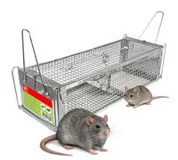 SWISSINNO Trappola per Topi e Ratti Vivi PRO a Due Entrate - Trappola Umana a Gabbia per Roditori - Acciaio Zincato 41×15×12 cm - Riutilizzabile - Interno ed Esterno
